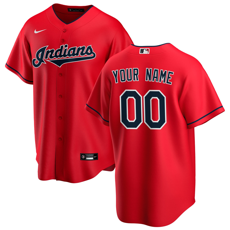 2020 MLB Men Cleveland Indians Nike Red Alternate 2020 Replica Custom Jersey 1->customized mlb jersey->Custom Jersey